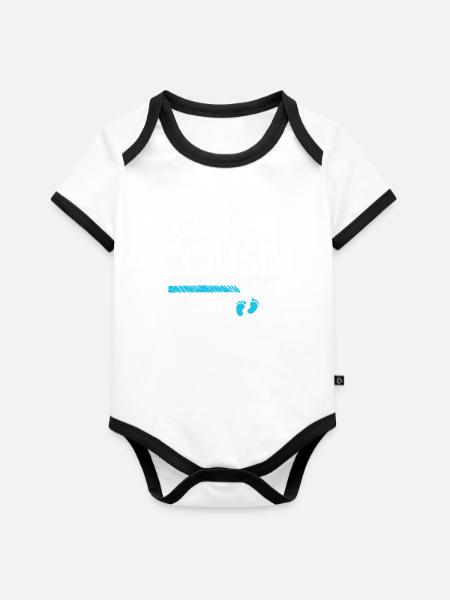 Cousin lädt - Baby Bio-Kurzarm-Kontrastbody - Weiß/Schwarz 