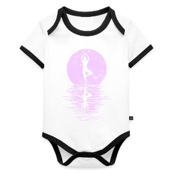 Yogi Yogini Health Meditation Outfits Girls - Organic Baby Contrasting Bodysuit - white/black  - Front
