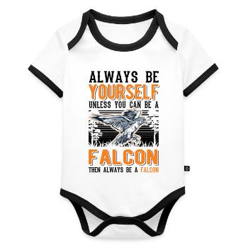 Sois toujours toi-même Falcon Falknerei Falke - Body Bébé bio contrasté manches courtes - blanc/noir  - Devant