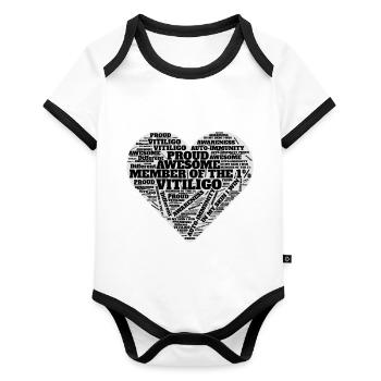 Vitiligo World Vitiligo Day - Baby Bio-Kurzarm-Kontrastbody - Weiß/Schwarz  - Vorne