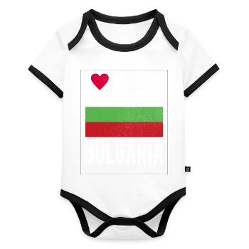 Bulgaria Souvenir - Organic Baby Contrasting Bodysuit - white/black  - Front