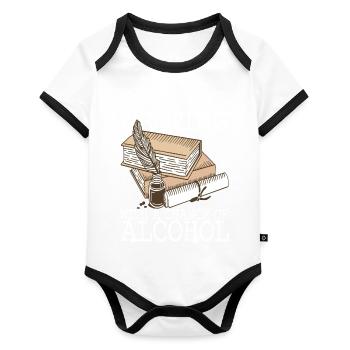 Autor Schreiber - Baby Bio-Kurzarm-Kontrastbody - Weiß/Schwarz  - Vorne