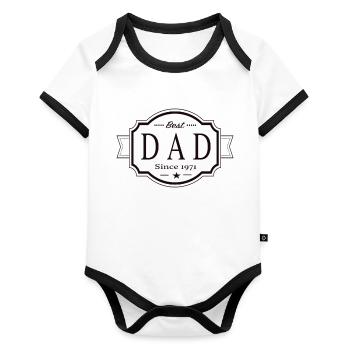 Best dad since 1971 - Organic Baby Contrasting Bodysuit - white/black  - Front