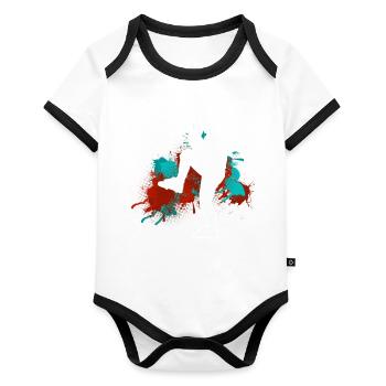 Baseball - Organic Baby Contrasting Bodysuit - white/black  - Front
