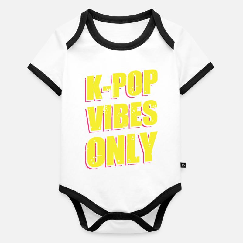 Vibrations K-Pop - Body Bébé bio contrasté manches courtes - blanc/noir 