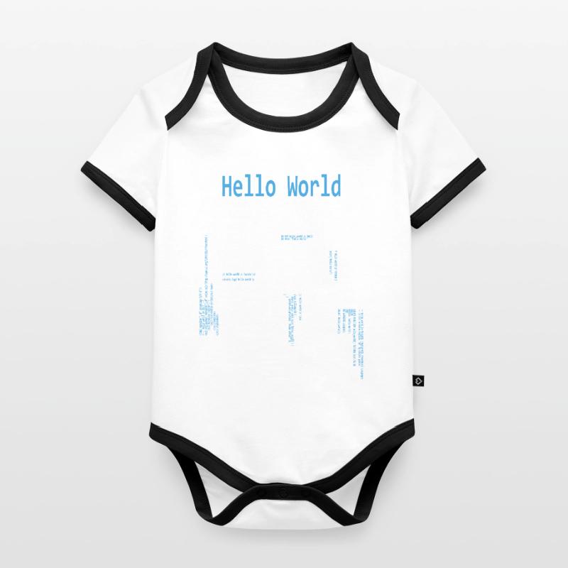 Hello World Programmiersprachen Programmierer Nerd Baby Bio-Kurzarm-Kontrastbody