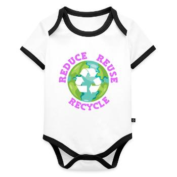 Reduce Recycle Environmental Love Environmental Protection - Organic Baby Contrasting Bodysuit - white/black  - Front
