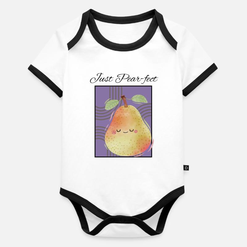 Juste Pear-fect - Body Bébé bio contrasté manches courtes - blanc/noir 