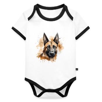 Belgian Malinois - Organic Baby Contrasting Bodysuit - white/black  - Front