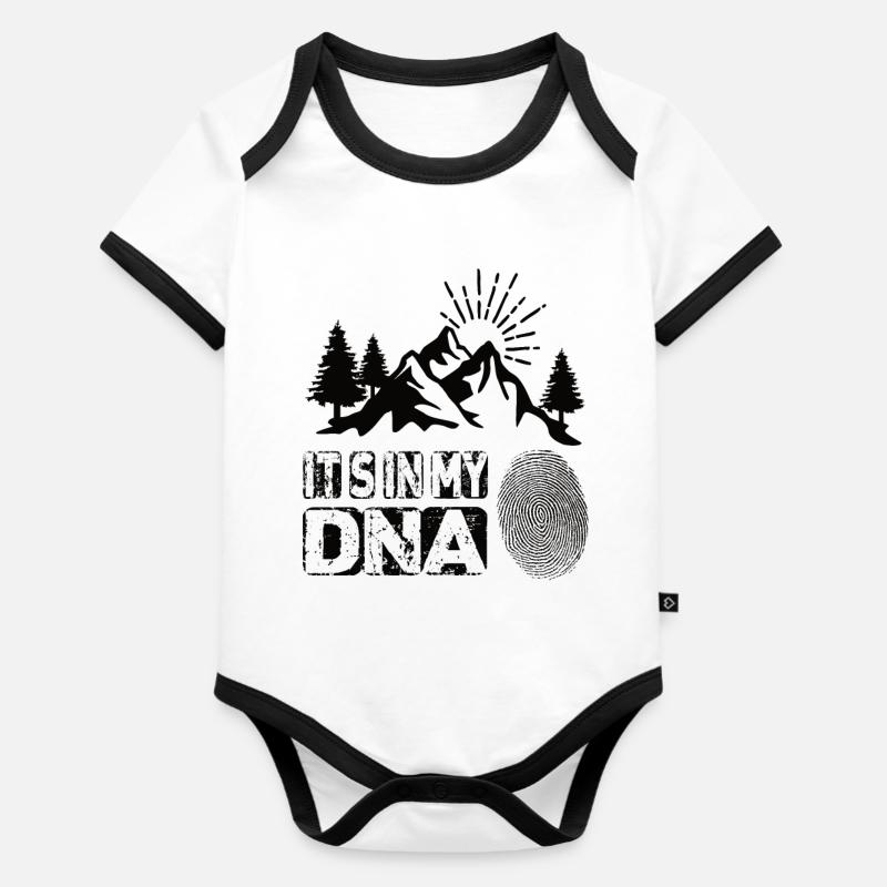 La randonnée est dans mon ADN - Body Bébé bio contrasté manches courtes - blanc/noir 