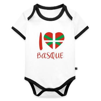 Pays Basque Drapeau Basque - Body Bébé bio contrasté manches courtes - blanc/noir  - Devant