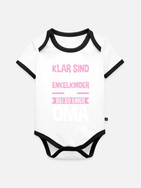 Großmutter Oma - Baby Bio-Kurzarm-Kontrastbody - Weiß/Schwarz