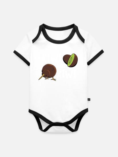 Kiwi - Baby Bio-Kurzarm-Kontrastbody - Weiß/Schwarz 