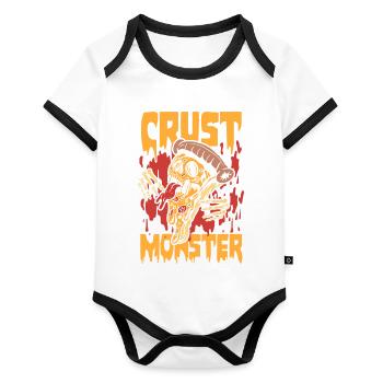 Crust monster | delicious italian flatbread - Organic Baby Contrasting Bodysuit - white/black  - Front