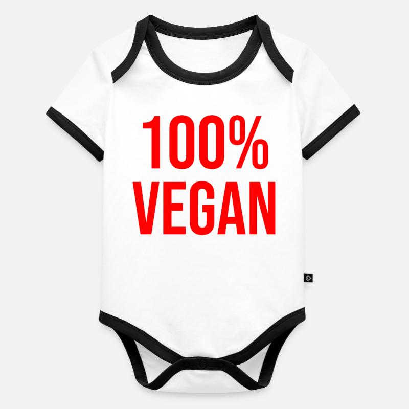100% végétalien - Body Bébé bio contrasté manches courtes - blanc/noir 