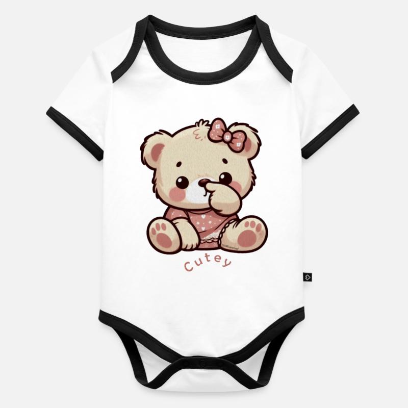 Mignon - Body Bébé bio contrasté manches courtes - blanc/noir 
