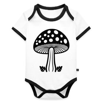 mushroom - Organic Baby Contrasting Bodysuit - white/black  - Front