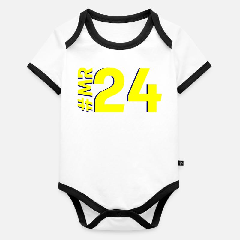 MR24 - Body Bébé bio contrasté manches courtes - blanc/noir 