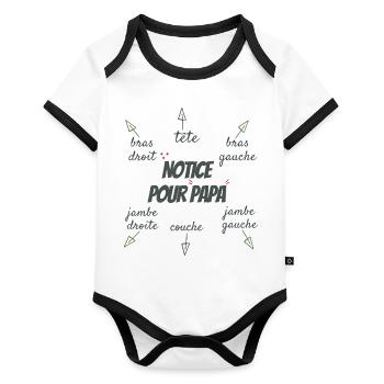 Dad bodysuit notice on Baby Bodysuit - Organic Baby Contrasting Bodysuit - white/black  - Front