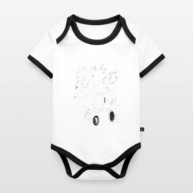 Tractor Pulling Tractor Pulling Tractor Power Farm Organic Baby Contrasting Bodysuit