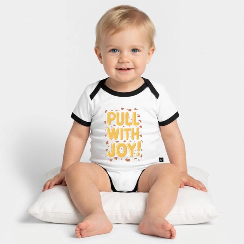 Tractor Pulling Tractor Pulling Tractor Power Farm Organic Baby Contrasting Bodysuit