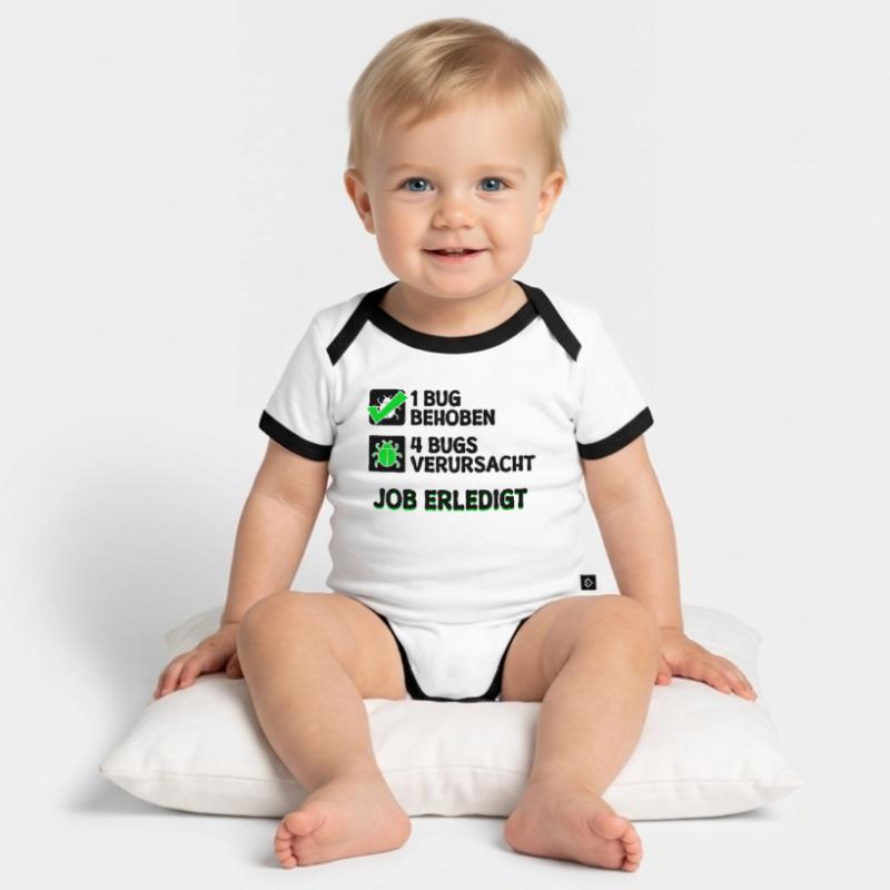 Open Source Bugfixing Bugs Developer Programmier Baby Bio-Kurzarm-Kontrastbody