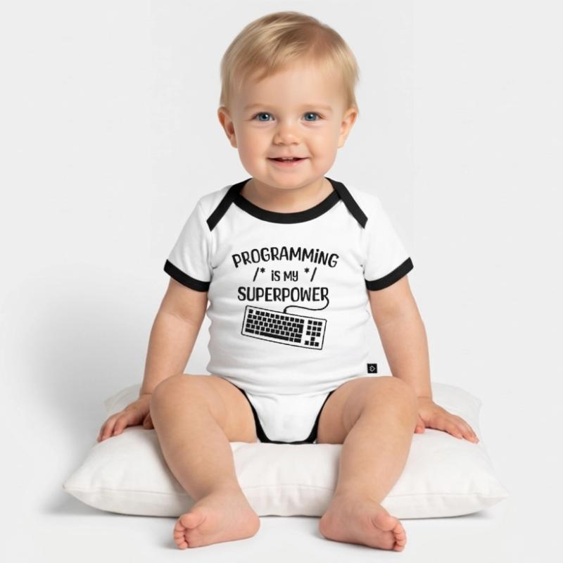 Computer Freak Statement Developer Programmer Organic Baby Contrasting Bodysuit