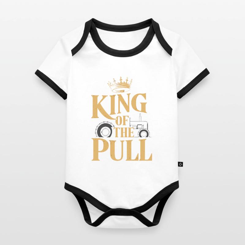 Tractor Pulling Tractor Pulling Tractor Power Farm Organic Baby Contrasting Bodysuit
