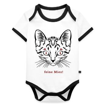 Cat, fine kitty - Organic Baby Contrasting Bodysuit - white/black  - Front