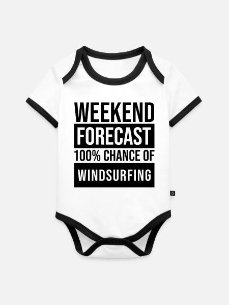 Windsurfer, Windsurfer, Windsurfer, - Baby Bio-Kurzarm-Kontrastbody - Weiß/Schwarz
