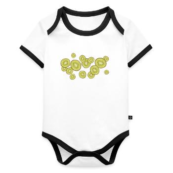 L’odeur des kiwis - Body Bébé bio contrasté manches courtes - blanc/noir  - Devant