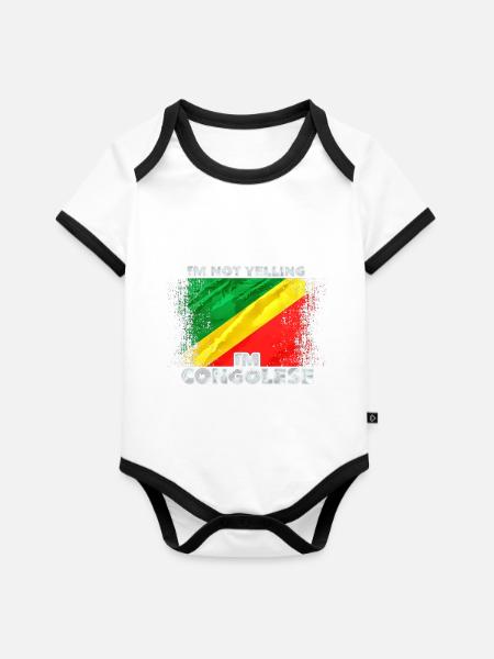 Kongo - Baby Bio-Kurzarm-Kontrastbody - Weiß/Schwarz 