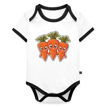 Karla, Kalle et Kim – Les amis de la carotte - Body Bébé bio contrasté manches courtes - blanc/noir  - Devant