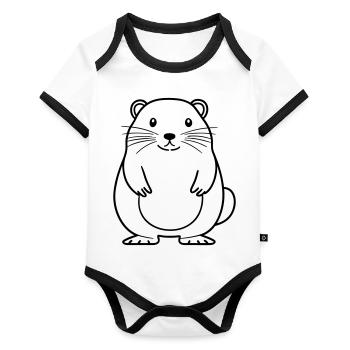 Murmeltier - Baby Bio-Kurzarm-Kontrastbody - Weiß/Schwarz  - Vorne