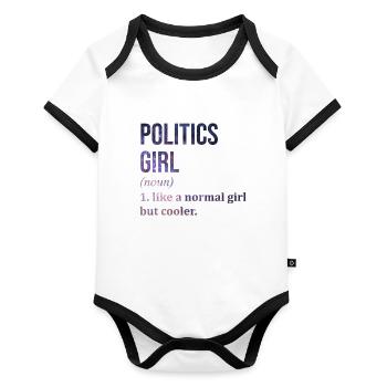 Politik Politik Politik - Baby Bio-Kurzarm-Kontrastbody - Weiß/Schwarz  - Vorne