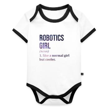 Robotertechnik - Baby Bio-Kurzarm-Kontrastbody - Weiß/Schwarz  - Vorne