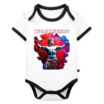 JE SUIS VENU À LA VICTOIRE - Body Bébé bio contrasté manches courtes - blanc/noir  - Devant