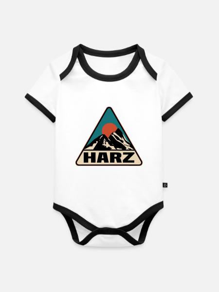 Harz - Baby Bio-Kurzarm-Kontrastbody - Weiß/Schwarz