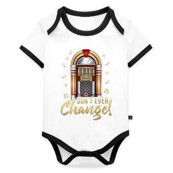 Ne changez jamais de juke-box de machine à musique rétro - Body Bébé bio contrasté manches courtes - blanc/noir  - Devant