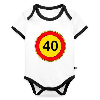 40th birthday , 40 years , traffic sign yellow - Organic Baby Contrasting Bodysuit - white/black  - Front