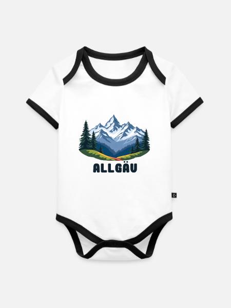 Allgaeu Bayern - Baby Bio-Kurzarm-Kontrastbody - Weiß/Schwarz