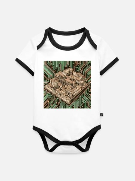 Urbis Digitalis - Baby Bio-Kurzarm-Kontrastbody - Weiß/Schwarz