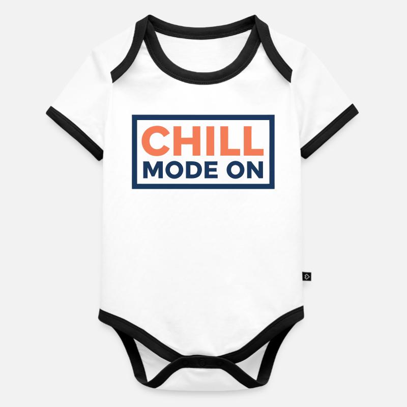 Mode Chill Activé - Body Bébé bio contrasté manches courtes - blanc/noir 