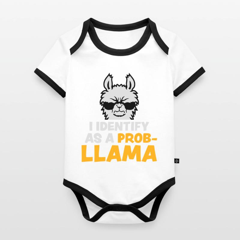 I Identify As A Probllama Cool Lama Problem Spruch Baby Bio-Kurzarm-Kontrastbody