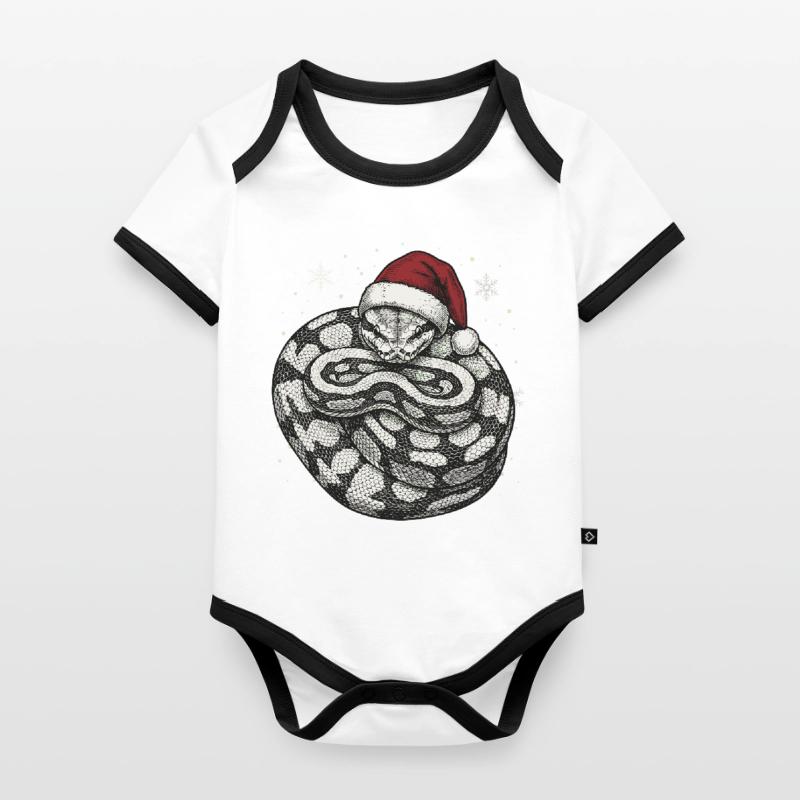Serpent roi python roi de Noël Python boule Body Bébé bio contrasté manches courtes