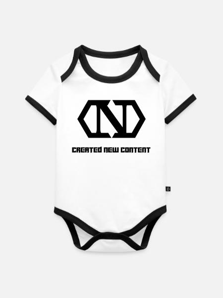 CREATED_NEW_CONTENT_2.0 - Baby Bio-Kurzarm-Kontrastbody - Weiß/Schwarz 