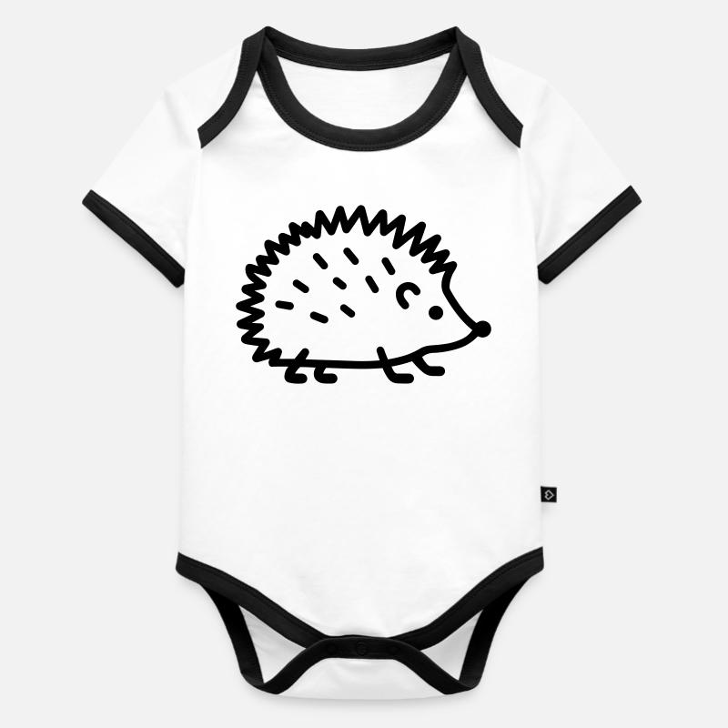 Igel - Baby Bio-Kurzarm-Kontrastbody - Weiß/Schwarz