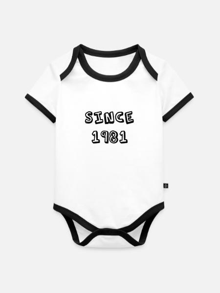 Since 1981 - Baby Bio-Kurzarm-Kontrastbody - Weiß/Schwarz 