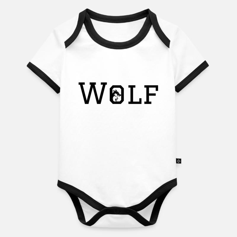 wolf s - Baby Bio-Kurzarm-Kontrastbody - Weiß/Schwarz 