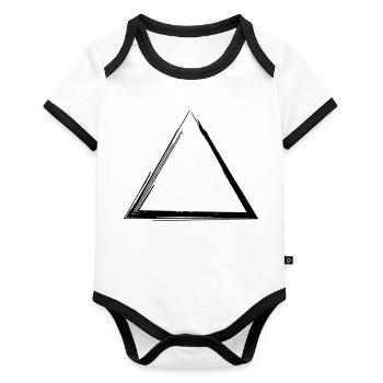 Triangle Grunge Shape Tribal Symbol - Organic Baby Contrasting Bodysuit - white/black  - Front